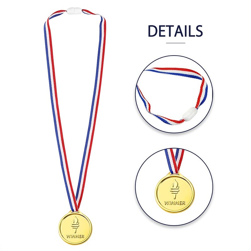Pllieay 100 Pieces Gold Medals for Awards for Kids Plastic Winner Soccer Football Medals for Kids Awards Party Favors, Sports Party Game Prizes - Image 3